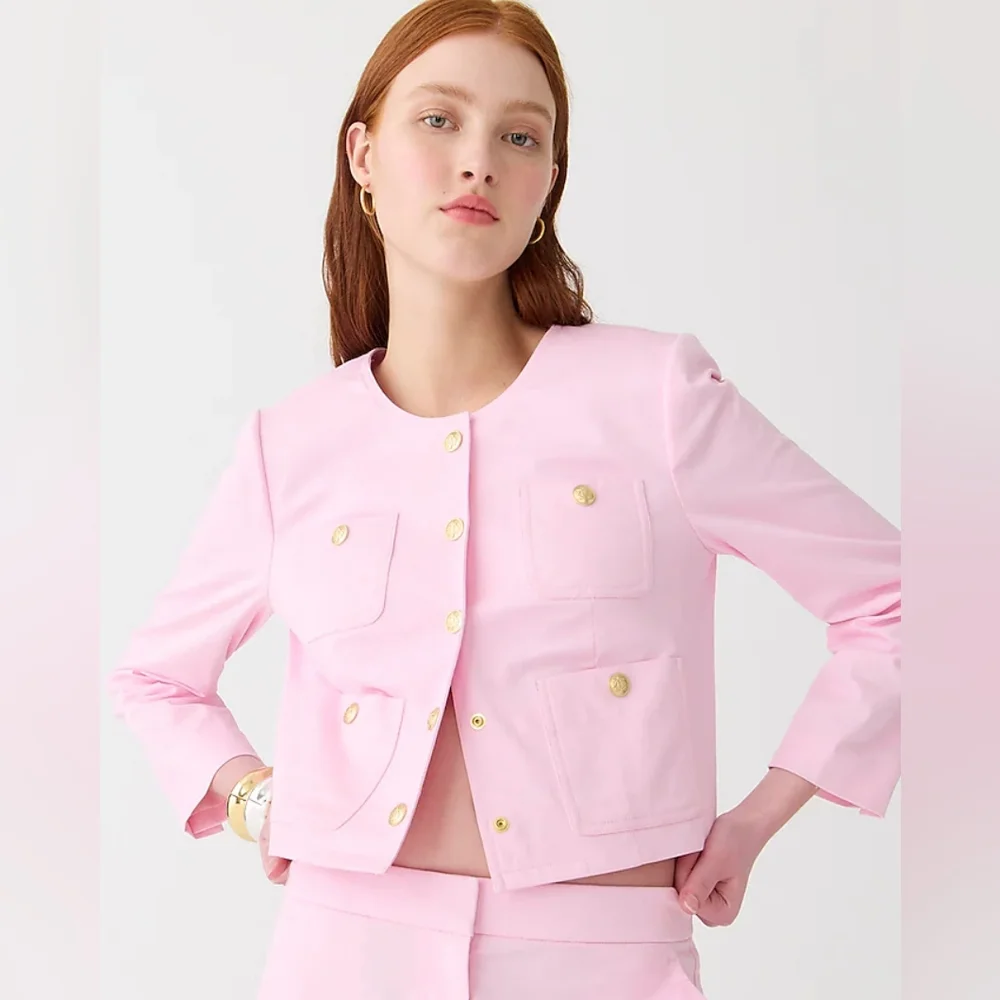 Louisa lady jacket in lightweight chino in cupcakes blush